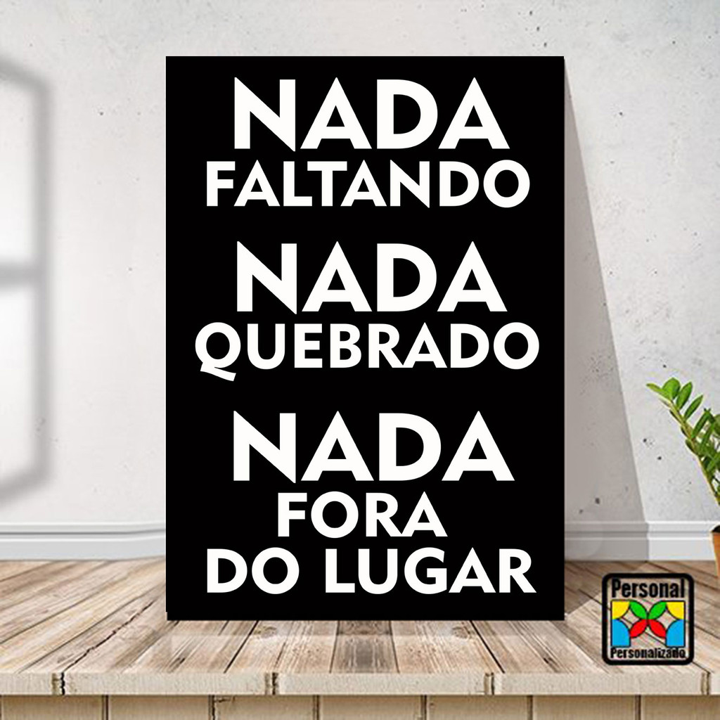 Quadro Decorativo | Nada Faltando | Quebrado | Fora do Lugar Deus Frase Motivacional Cada Sala Fé em Oferta na Shopee