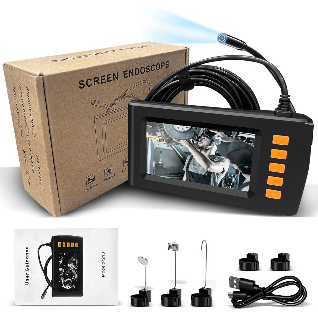 Endoscópio com Tela 4.3" P210, Câmera 1080P, À Prova D'água IP67, Cabo 2M/5M/10M em Oferta na Shopee