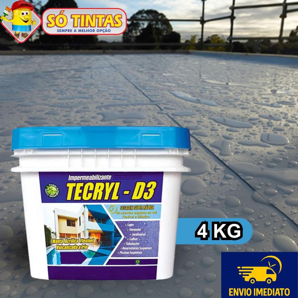 Impermeabilizante Acrílico Tecryl D3 4KG Branco, Manta Líquida, Alta Resistência para laje, telhado em Oferta na Shopee