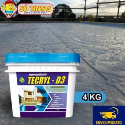 Impermeabilizante Acrílico Tecryl D3 4KG Branco, Manta Líquida, Alta Resistência para laje, telhado