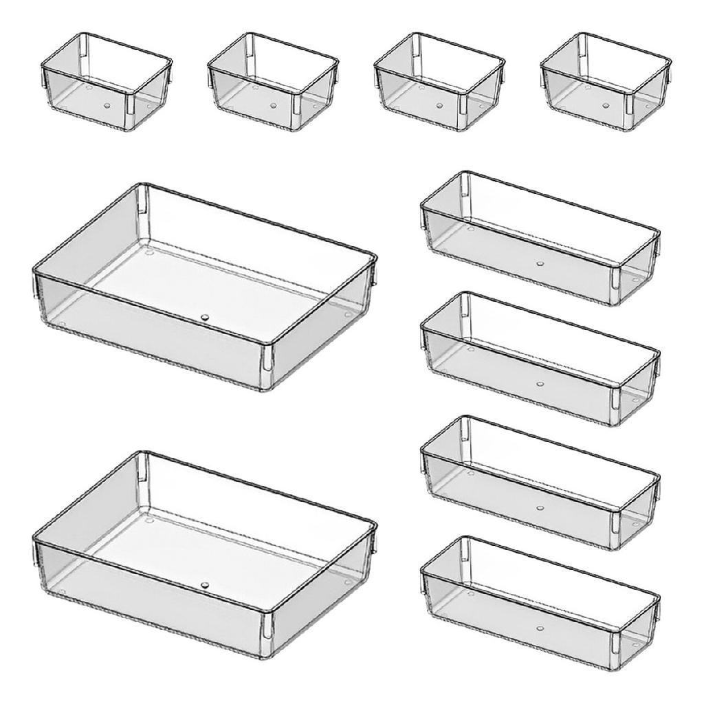 Kit 10 Organizadores Acrílico Cristal Modular Para Geladeiras Maquiagens Gavetas Armarios em Oferta na Shopee