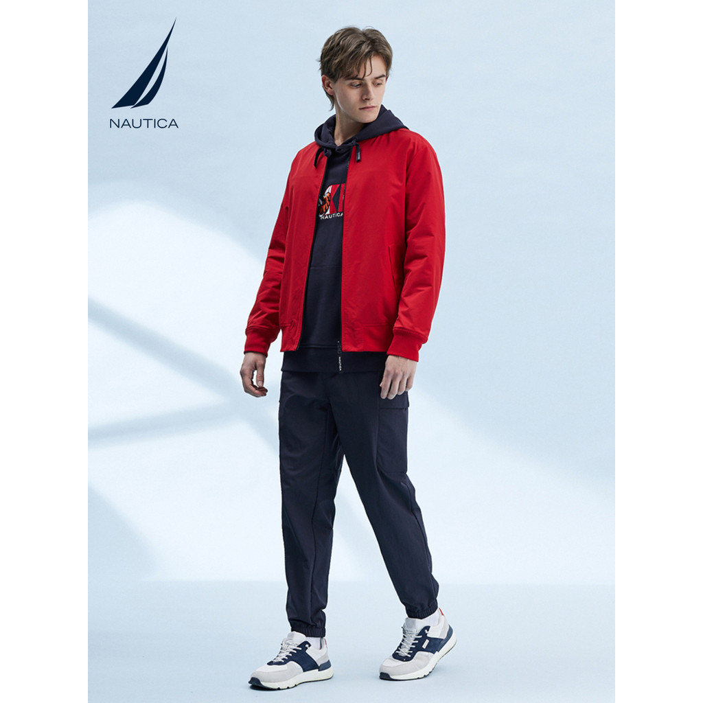 NAUTICA/NAUTICA Jaqueta masculina primavera outono com gola de beisebol frente e verso à prova d'água JM2102