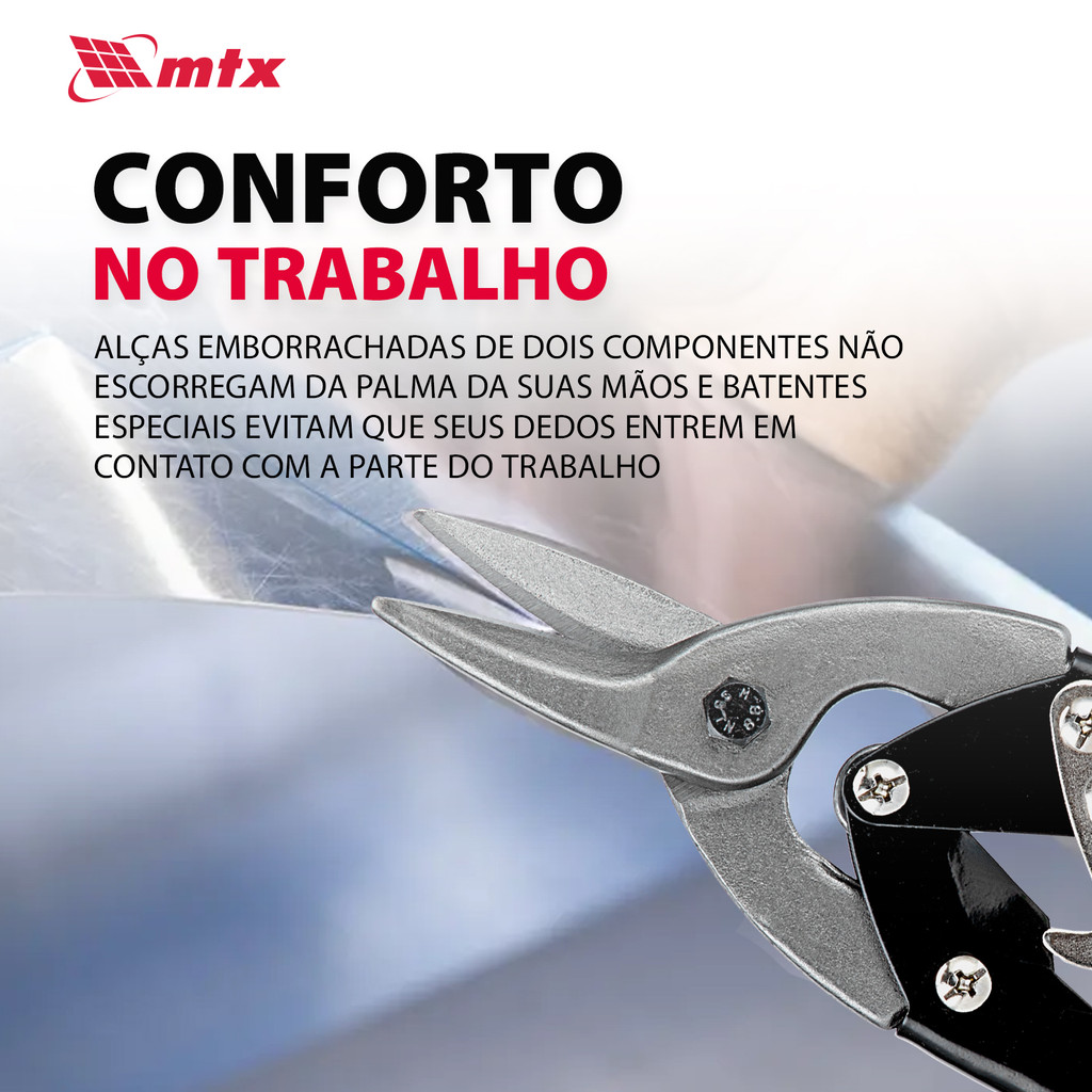 Detalhes do TESOURA PARA CHAPA, CORTE RETO, CABO DUPLA INJECAO, 10POL., 250MM, 1PC // MTX