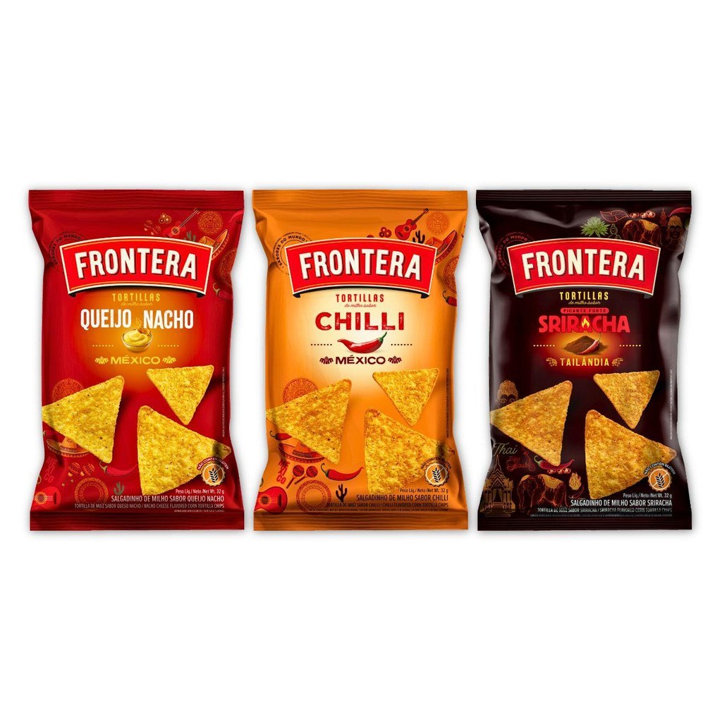 Kit 3 Tortilha Milho Frontera 32G - 3 Sabores Chilli Queijo E  Sriracha em Oferta na Shopee