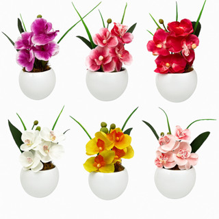 Mini Arranjo Orquídea Artificial Vaso Nicho Mesa Enfeite Sala em Oferta na Shopee