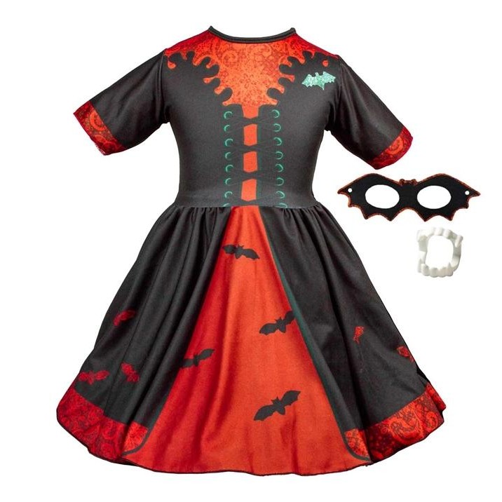 Fantasia Vampira Infantil Com Máscara e Dente de Vampiro pra Halloween em Oferta na Shopee