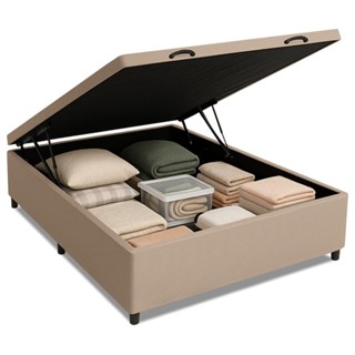 Base Cama Box Baú Casal 138x188x41cm Bege Suede Veludo Prince em Oferta na Shopee