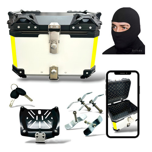 Bau Alumínio Outback Traseiro 45 Litros Top Case + Suporte Prateado
