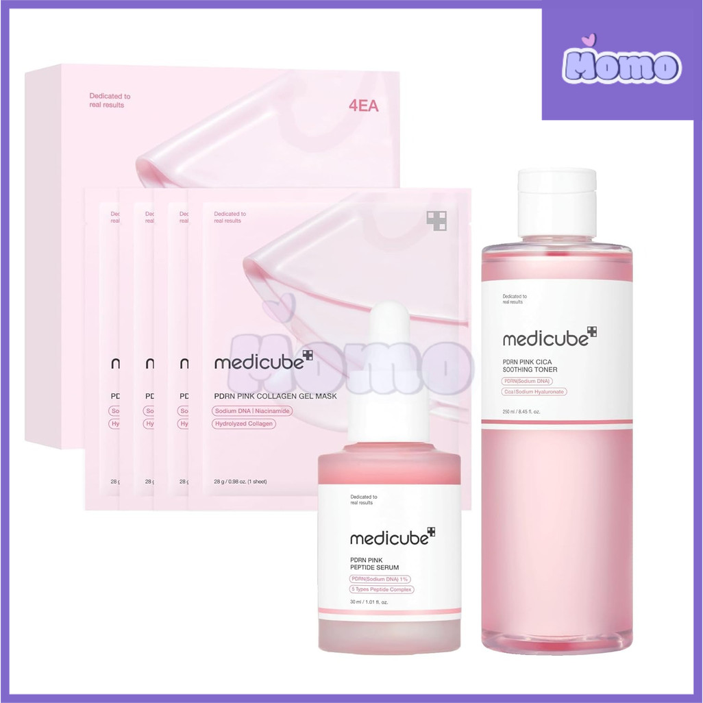 Medicube Salmão Pdrn Ampola Rosa 30ml Máscara De gel De Colágeno 28g 4ea Pink Cica Toner Calmante 250ml