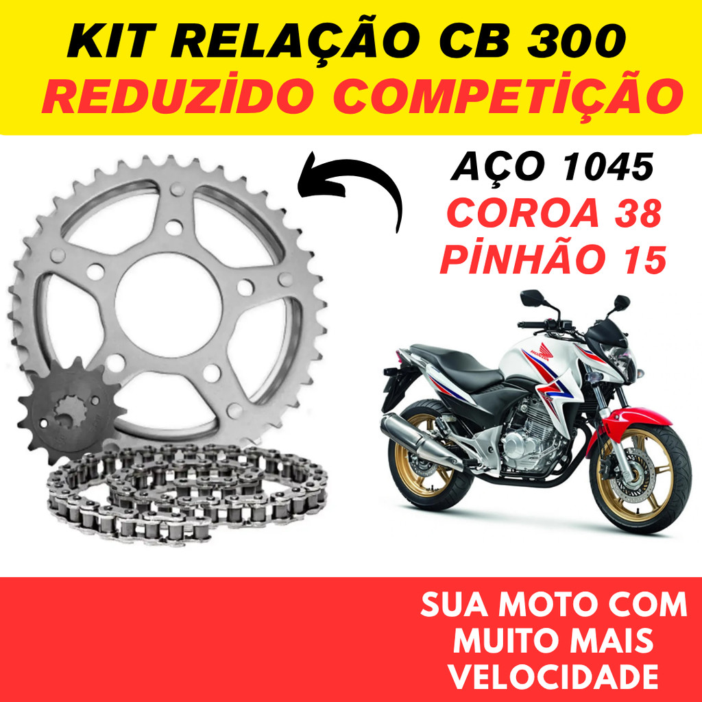 KIT RELAÇAO TRANSMISSÃO HONDA CB 300 REDUZIDA COMPETIÇÃO em Oferta na Shopee