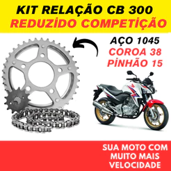 KIT RELAÇAO TRANSMISSÃO HOND CB 300 REDUZIDA COMPETIÇÃO