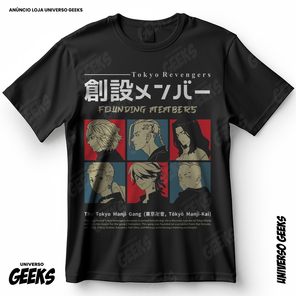 Camiseta Tokyo Revengers Mikey Draken Gangue Blusa Camiseta de Anime 100% Algodão