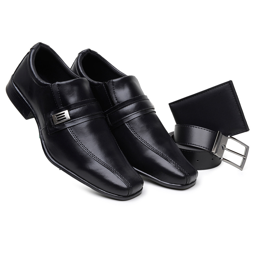 Kit Sapato Social Preto West Line Carteira + Cinto em Oferta na Shopee