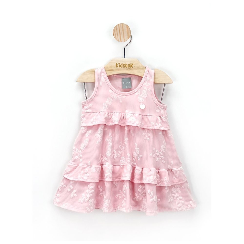 Vestido Menina Cotton Raminhos Babado - Mundi em Oferta na Shopee