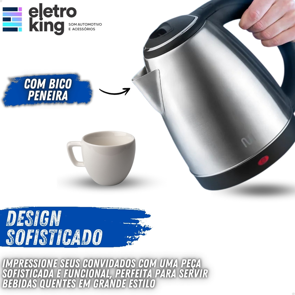 Chaleira Elétrica Inox 1,8L 127V GO025 Potência de 1150W Fervura Rápida · foto 2