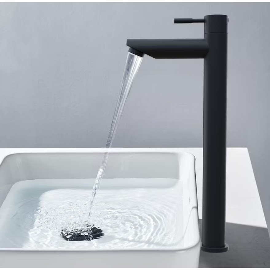 Torneira para Banheiro Bica Alta Para Sobrepor Cuba Fria Preto Fosco FC-141 em Oferta na Shopee