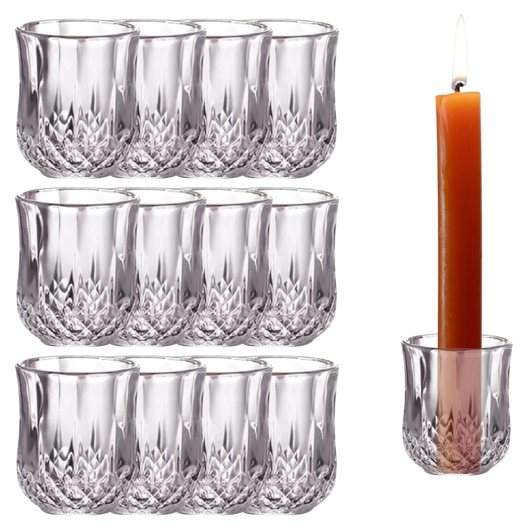 Kit 12 Castiçal Vidro Cristal Redondo Ambiente