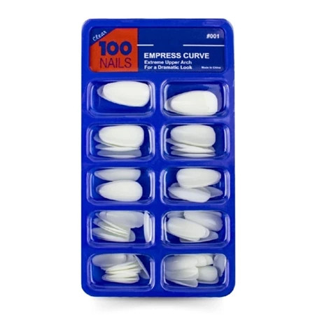 Kit 100 Unhas Postiça Almond Amendoada Realista Transparente ou Leitosa