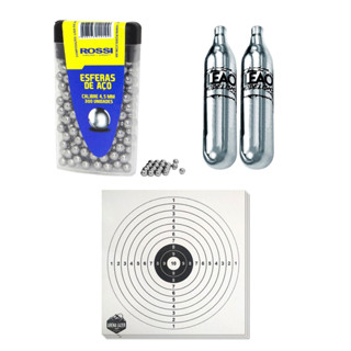 Kit 300 Esferas de Aço 4,5mm + 30 Alvos 14x14 + 2 Gás CO₂ 12g Leão em Oferta na Shopee