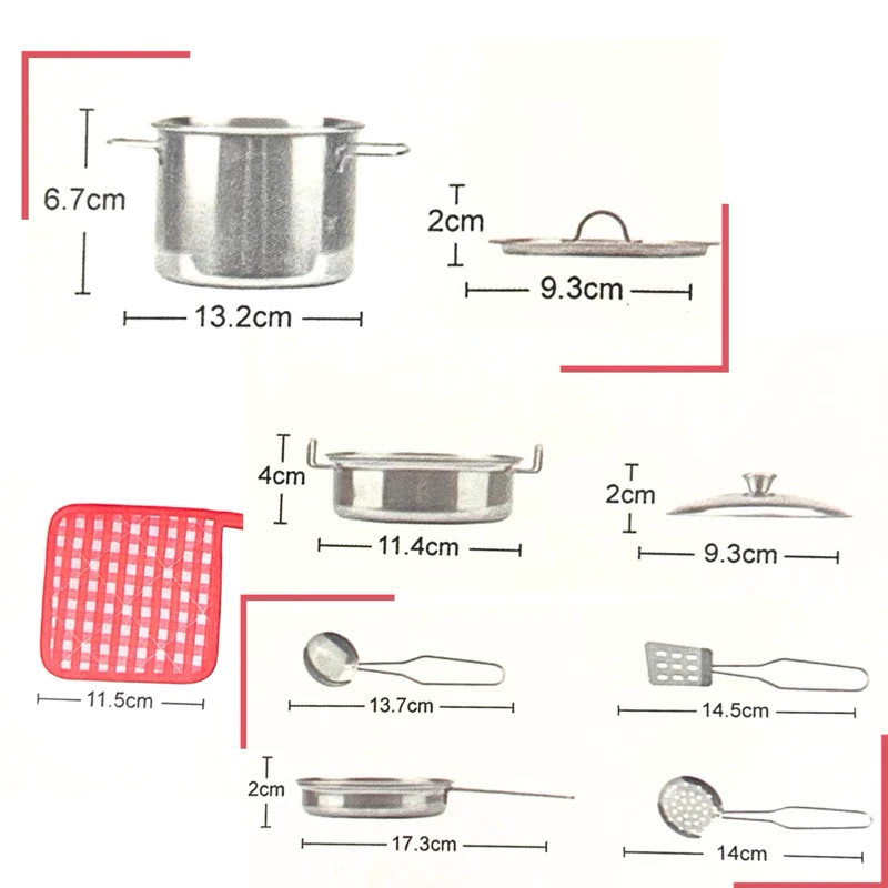 Kit Jogo Panelinhas Metal Inox Infantil Cozinha 8 Peças