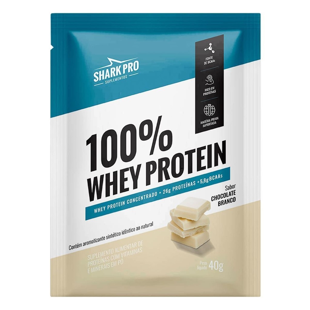 100% Whey Protein - 1 Sachê 40g Chocolate Branco - Shark Pro