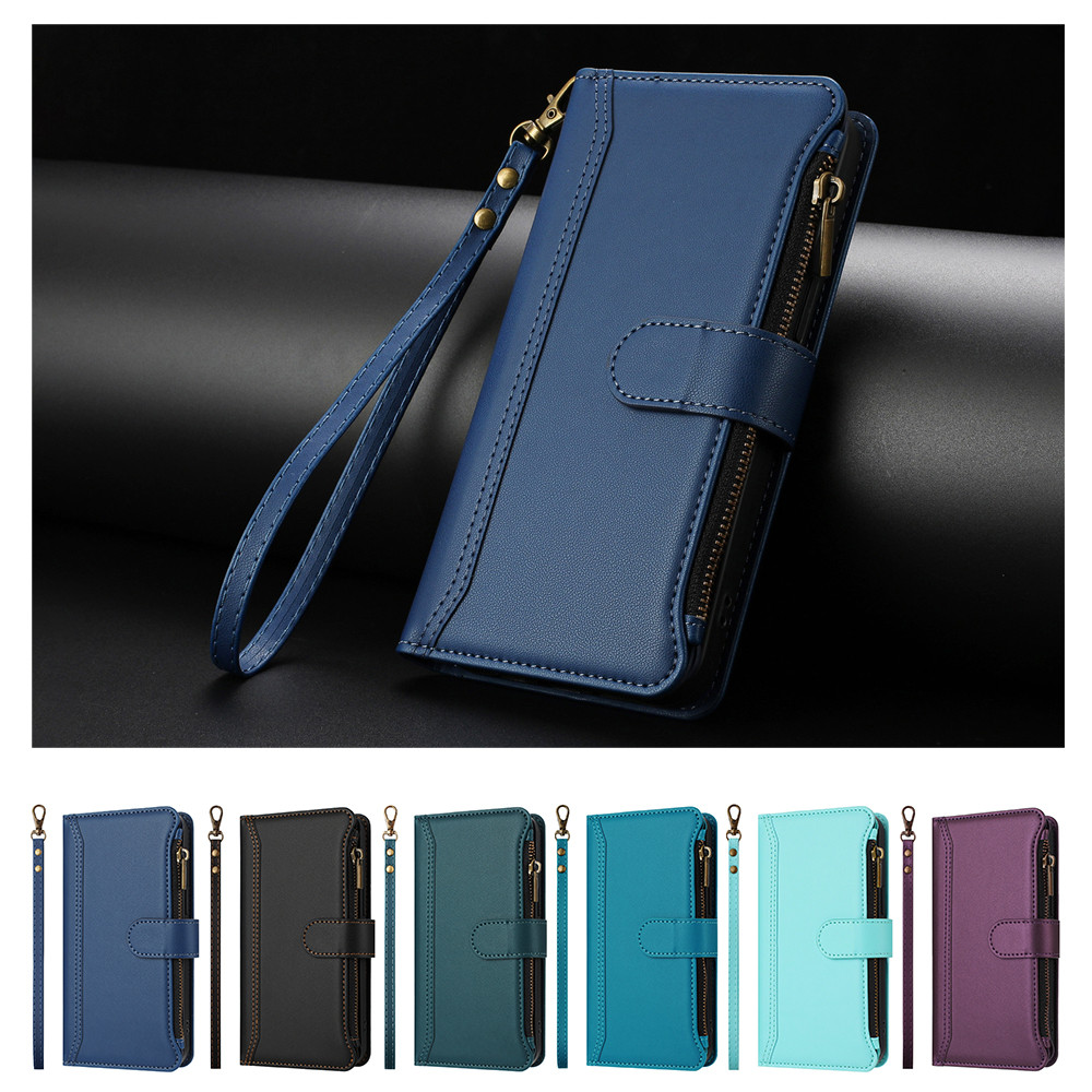 Capa Carteira Luxuosa Com Zíper Para Samsung Galaxy M06 M14 M15 M16 M22 M23 M33 