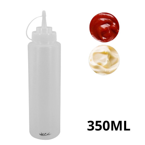 Bisnaga Weck Profissional 350ml Plástica Flexível Para Ketchup Molho Mostarda Caldas Frias