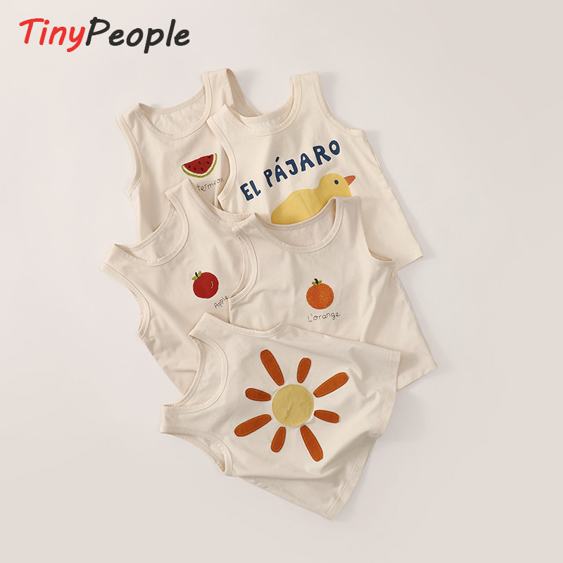 Tinypeople colete de bebê nórdico ins masculino feminino bebê sem mangas camiseta roupa interior verão respirável Casual