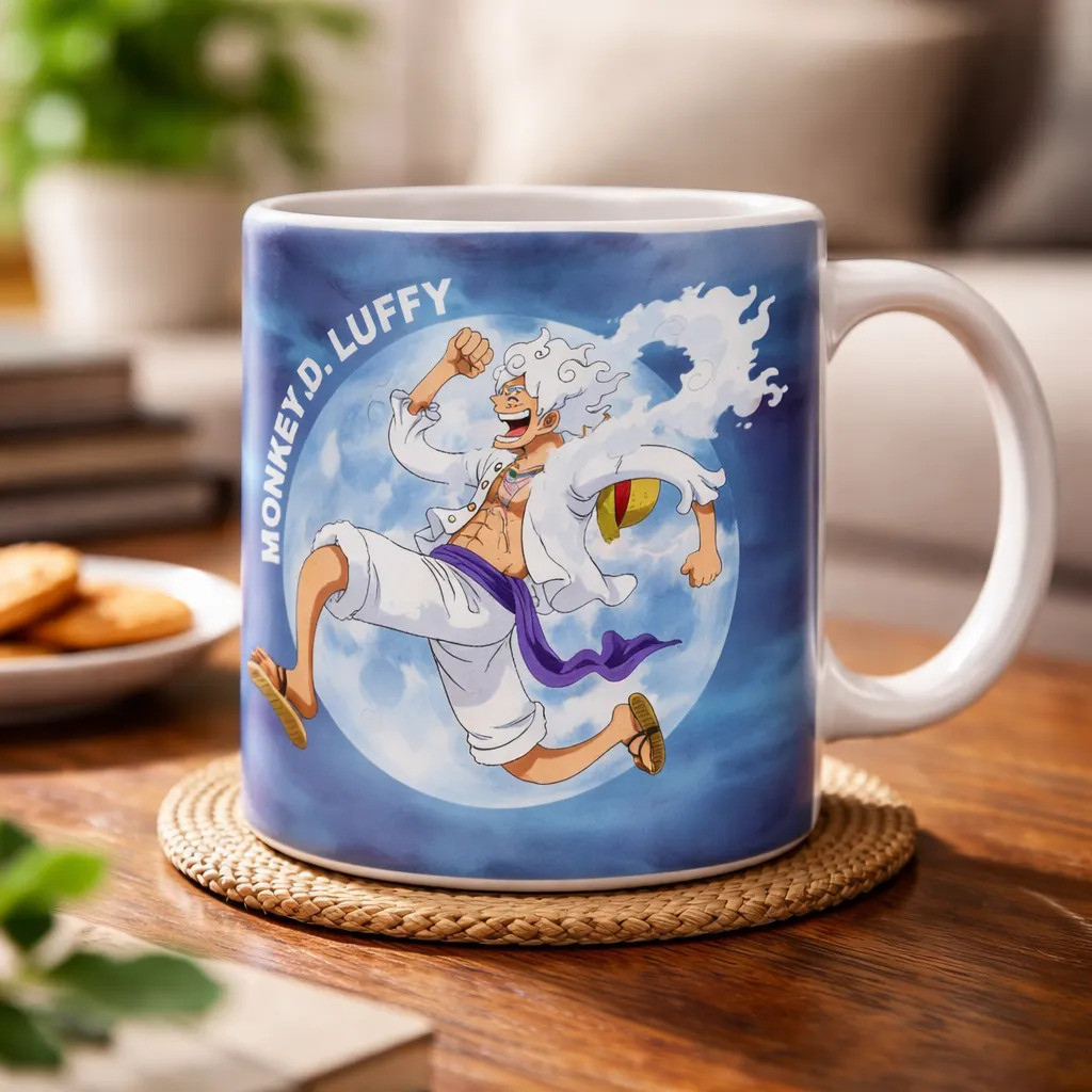 Caneca One Piece Zoro Luffy Gear 5 Shanks Chopper Branco Luffy Gear 5