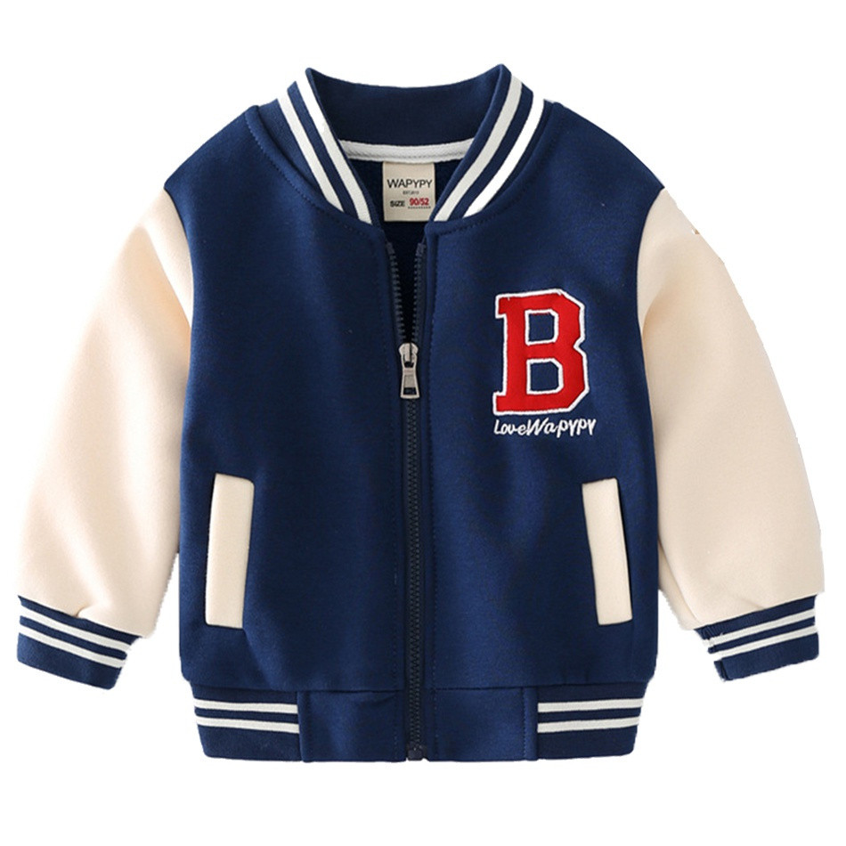 Casaco de Inverno Infantil Casual com Botões, Jaqueta Estilo Beisebol, Uniforme, Cardigã de Gola Redonda, Roupas Esporti