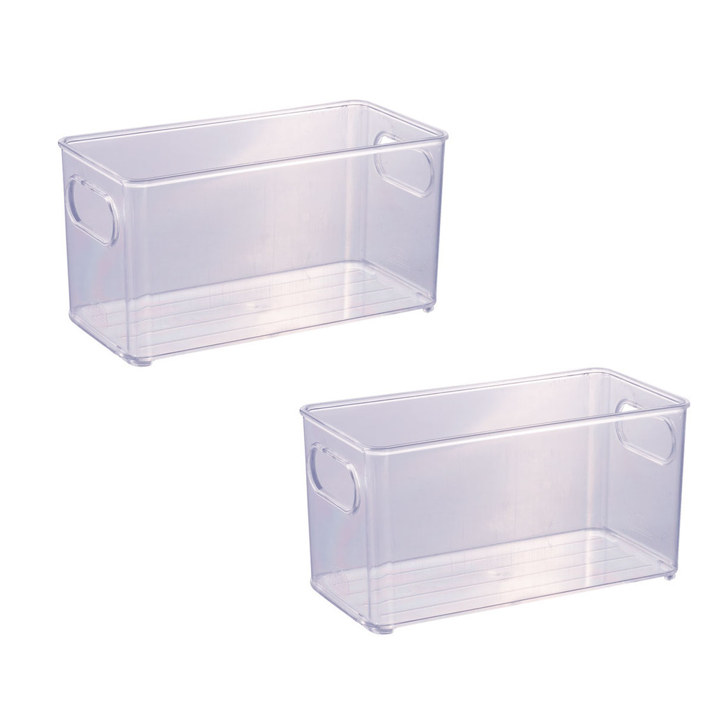 Kit com 2 Organizadores de Geladeira para Latinha Alimento Empilhável Transparente Plasútil