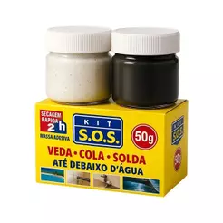 Cola Vedatudo Kit SOS Massa Epóxi Secagem Rápida 50g - Embalagem com 12 Unidades
