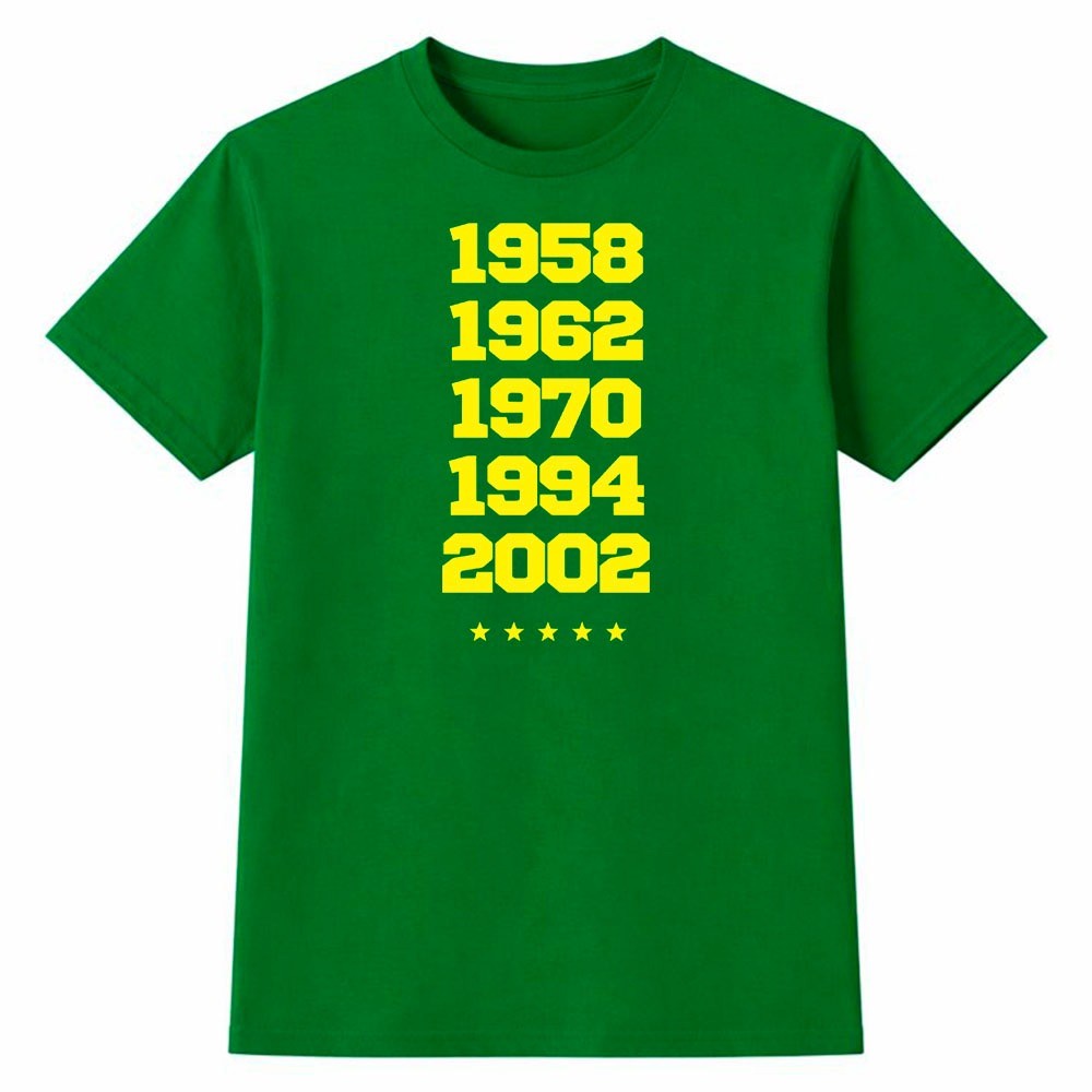 Camiseta Feminina 100% Algodão Camisa Brasil Pentacampeão Copa do Mundo Futebol Torcida Moda Casual