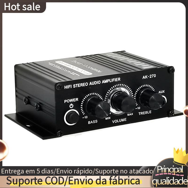 - 270 AK270 12V Mini Amplificador De Potência HIFI Áudio Home Theater De 2 Canais Entrada USB/SD AUX
