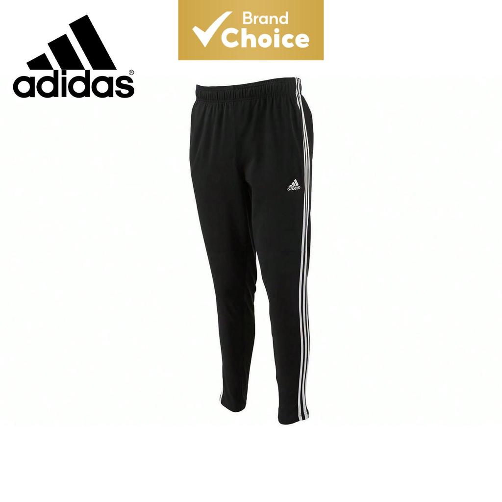 Calça esportiva masculina Adidas, logotipo da marca estampado, estilo retrô, tricotada reta, cor preta