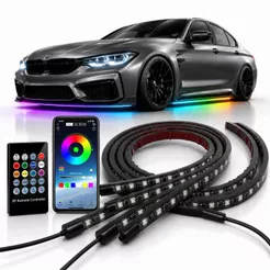 Kit para Iluminação Luz Externa Carro 12v Neon Rgb Led Bluetooth App Bt Ambiente