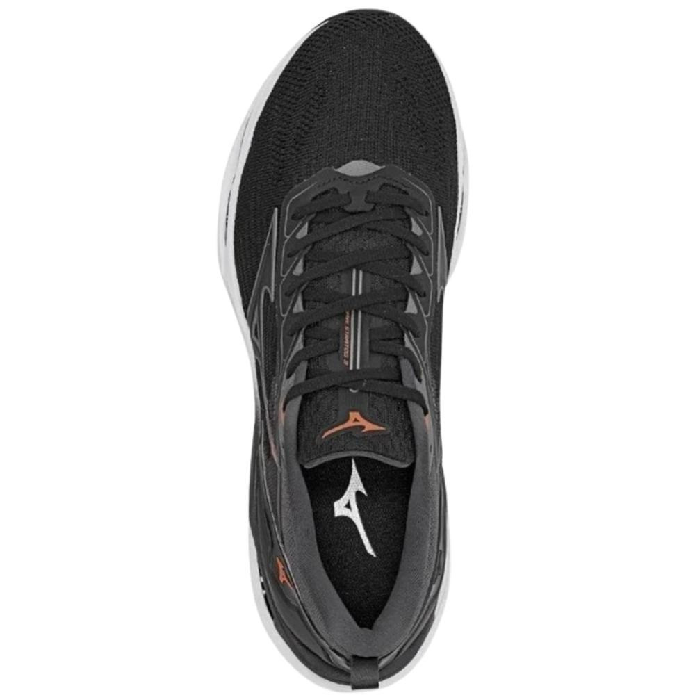 TENIS MIZUNO WAVE STRATOS 3 PRETO/LARANJA · foto 2