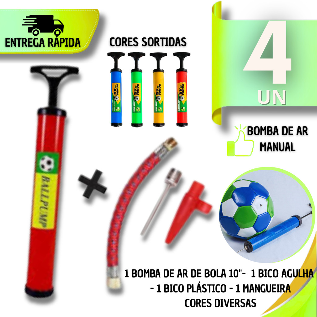 Utilidade  Bomba De Ar Encher Bola de Futebol Boia Colete Acompanha Bico Agulha Bico Plástico e Mangueira Utilidades