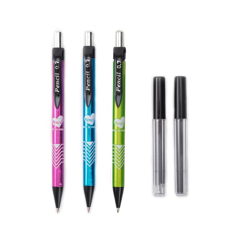 Conjunto De Lápis Mecânico De 3 Unidades HB Refil Automático Para Desenho , Escrita , Material Escolar