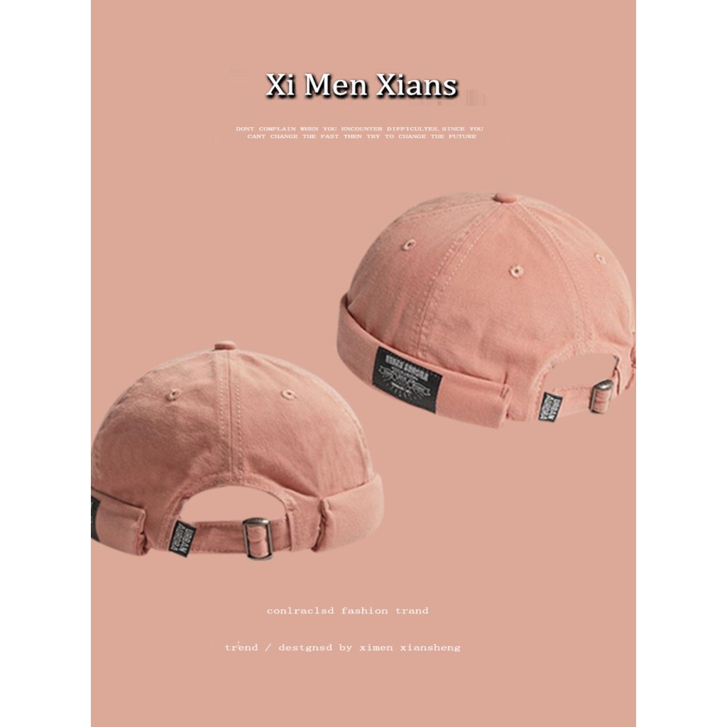 Chapéu de couro melão sem aba masculino japonês Retro macio topo Yuppie chapéu feminino rua rosa Hip Hop senhorio chapéu