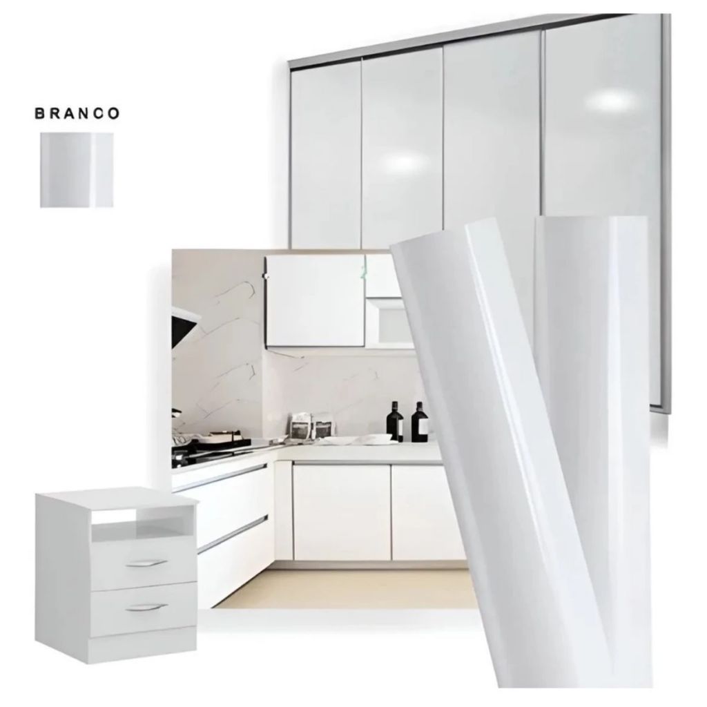 Papel de Parede Adesivo Autocolante Vinil Lavável Branco Fosco  - Vinil Autocolante Para Envelopamento - À Prova d'Água