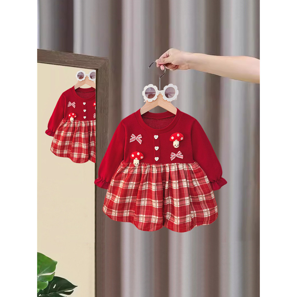 Meninas vestido primavera outono 2026 novo estilo bebê outono saia de manga comprida crianças princesa estilo ocidental 