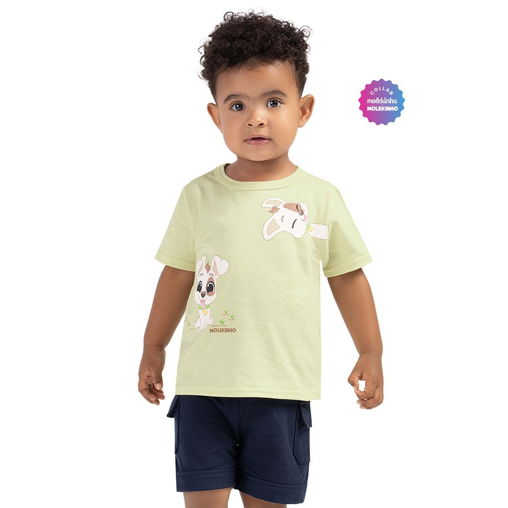Conjunto Manga Curta Bebê Menino Com Bolsos Elian Verde