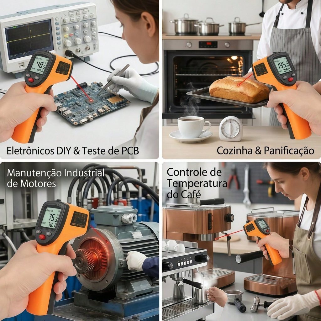 Termômetro Digital Infravermelho Laser Mira Culinário Automotivo Termômetro De Testa  Pilha AAA TING