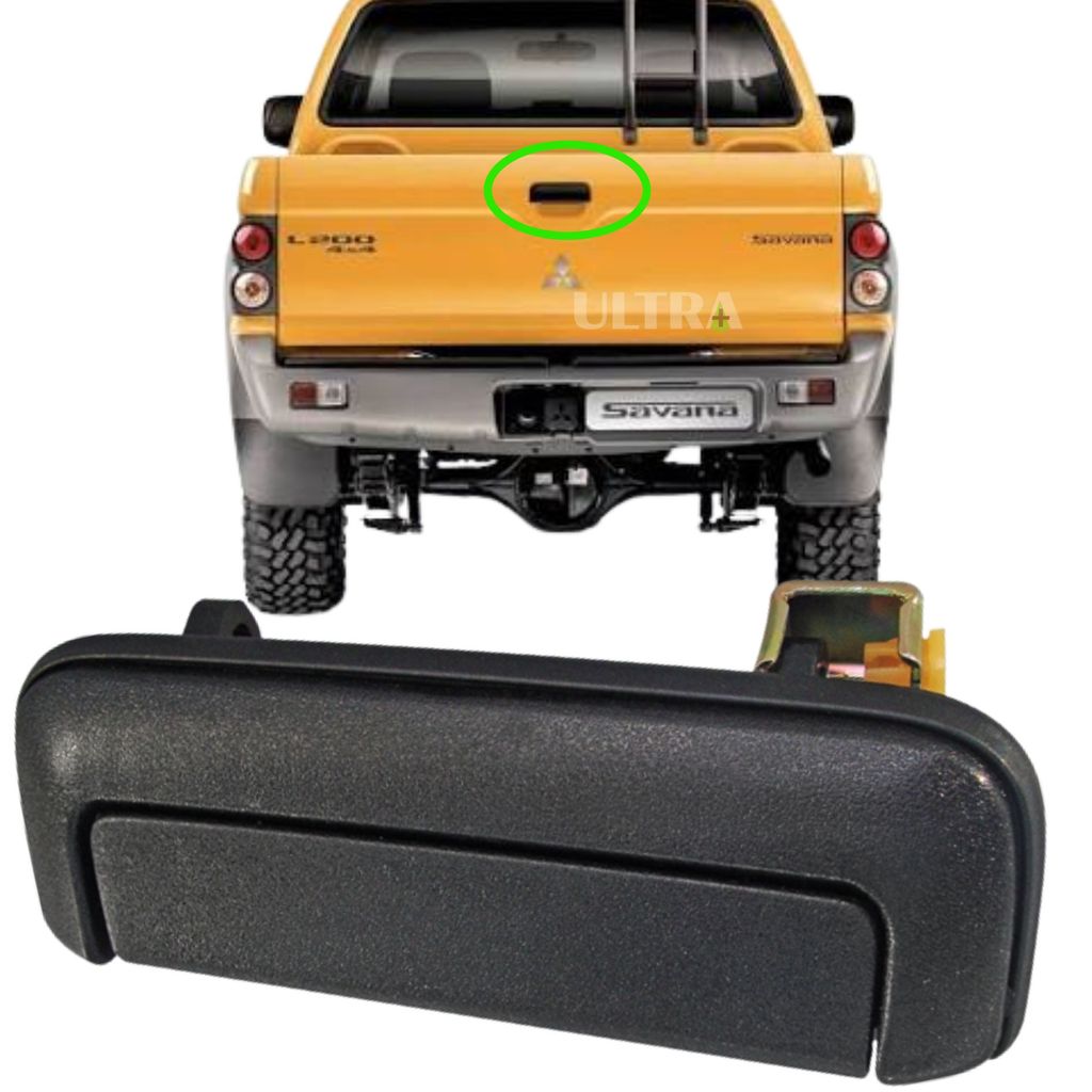 Maçaneta Tampa Traseira Caçamba para Mitsubishi L200 Sport / Outdoor / Savana - 1996 a 2007 - Preta (Ori 7801 MB421497) 