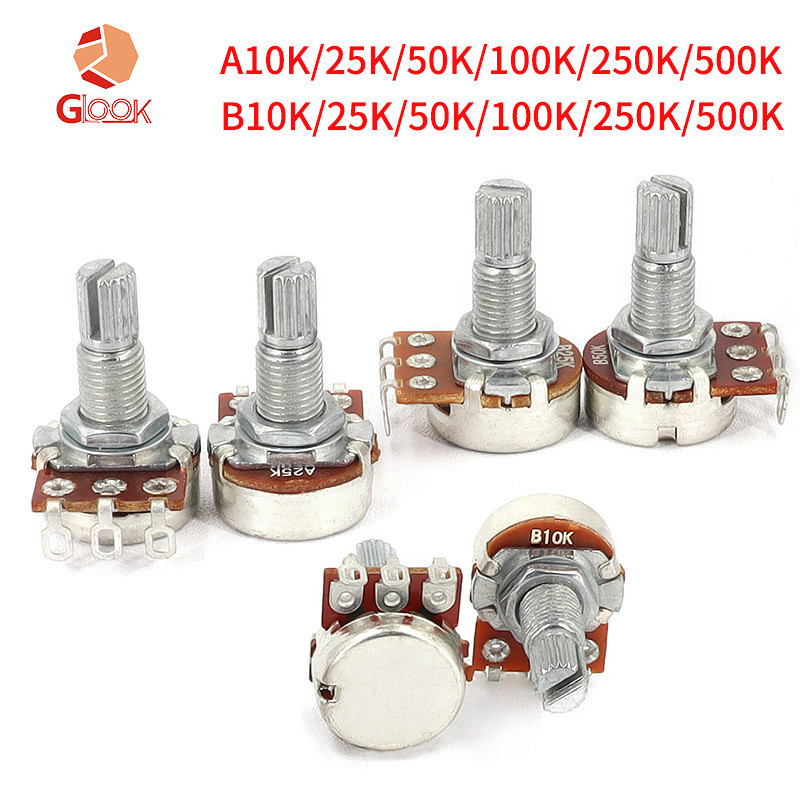 Potenciômetro de volume e tom para guitarra elétrica e baixo, botão de ajuste, interruptor de afinação 10K 25K 50K 250K