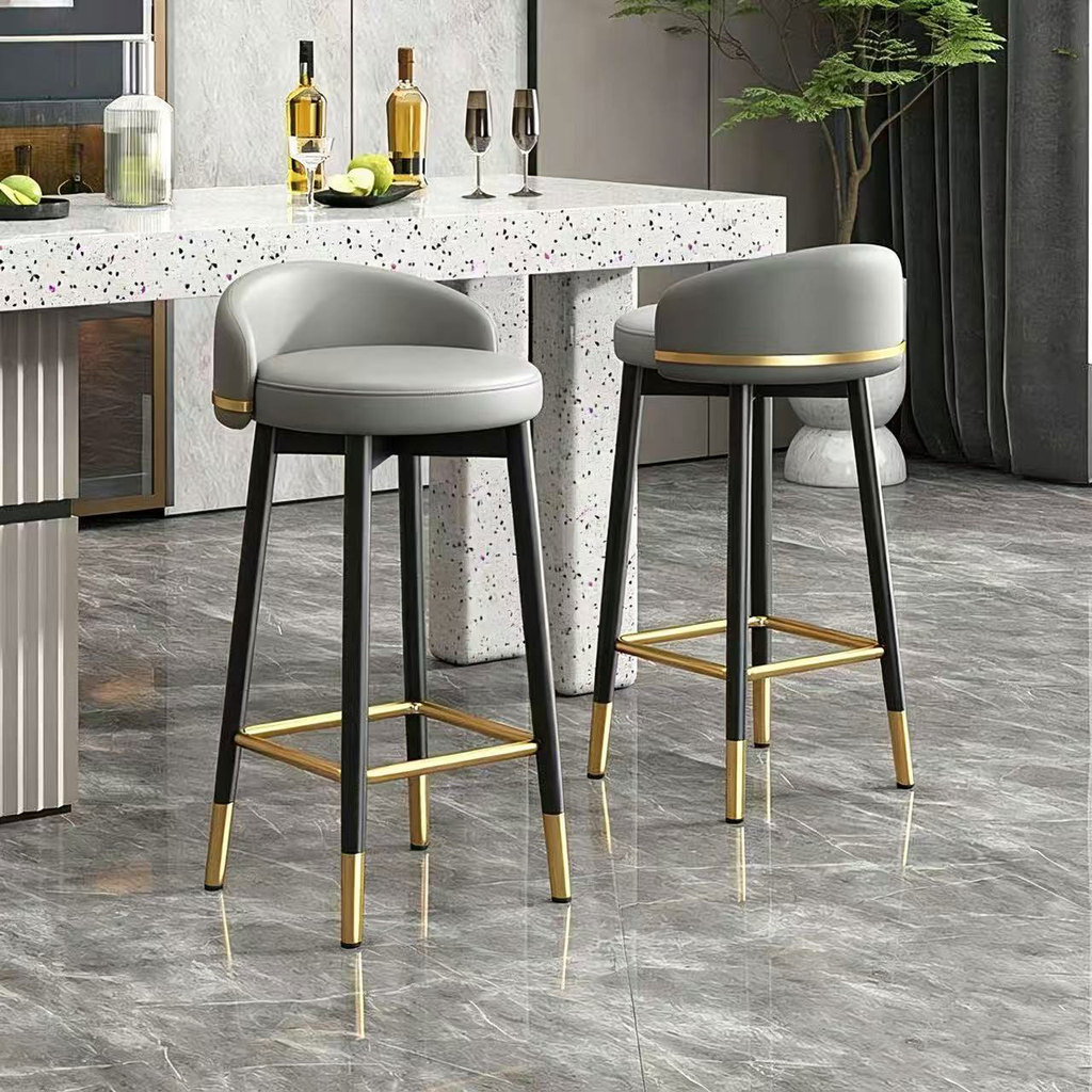 2 Cadeira perna Banco de bar Banco alto Moderno e minimalista Banco alto Balcão de bar um alto Encosto para casa
