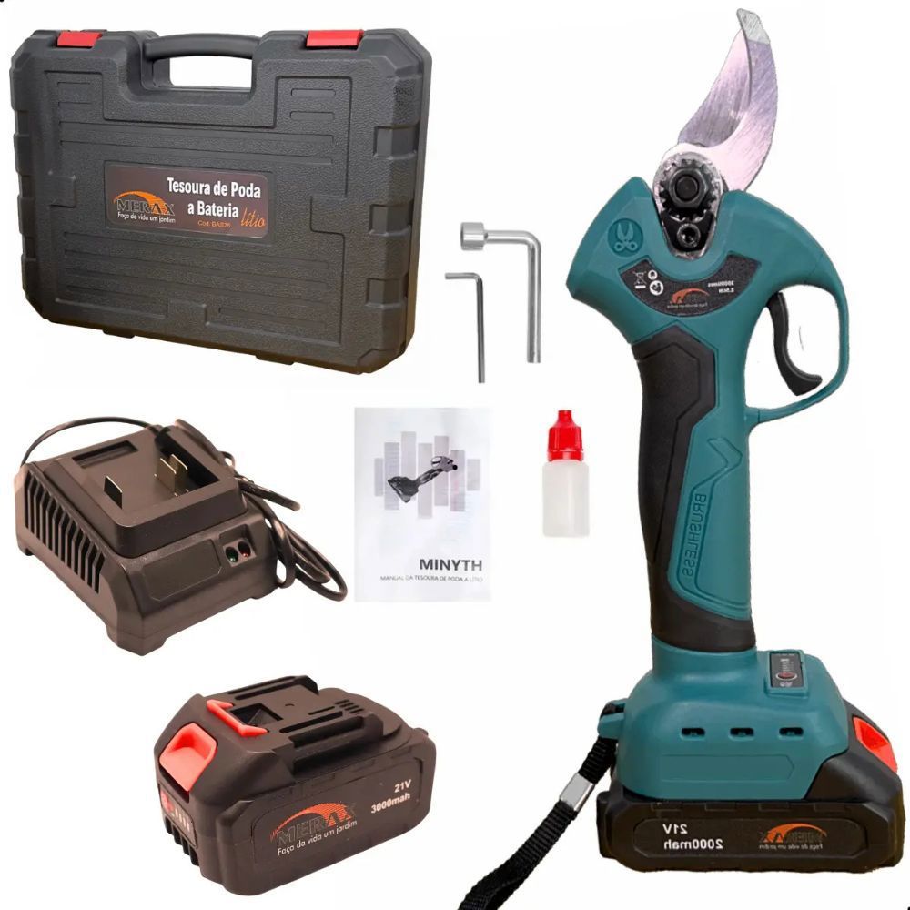 Tesoura de Poda a Bateria 21V com Carregador e 1 Bateria BAS25 MERAX