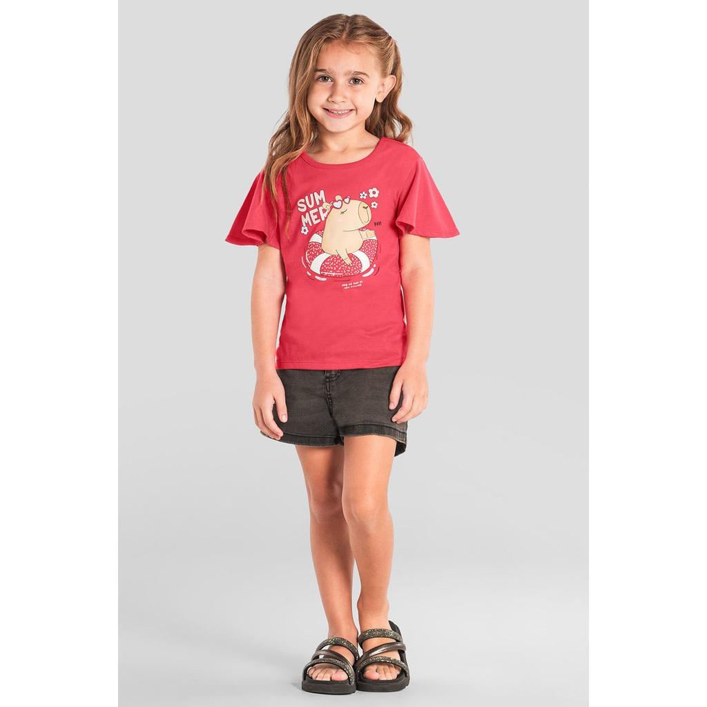 Blusa infantil menina de capivara com strass Brandili