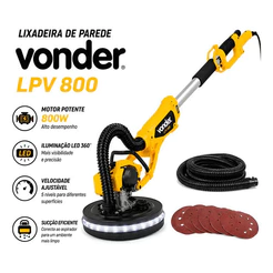 Lixadeira de Parede com LED 800W Girafa para Gesso Drywall Massa Corrida LPV800 Vonder